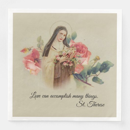 St. Therese die kleine Blume Rosenrosen Serviette (Vorderseite)