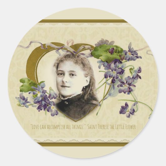 St. Therese die kleinen Blume Violets Runder Aufkleber (Vorderseite)