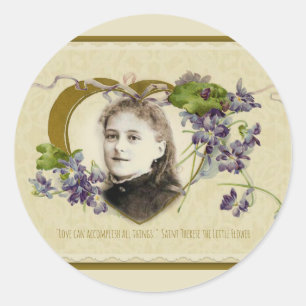 St. Therese die kleinen Blume Violets Runder Aufkleber