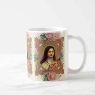 St. Therese die kleinen Rosen der Blume w/pink Kaffeetasse