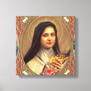 St. Therese die kleinen Rosen der Blume w/pink Leinwanddruck