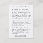St. Therese die kleiner Blumenovena-heiligen Visitenkarte (Rückseite)