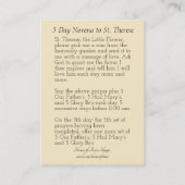 St. Therese die kleiner Blumenovena-heiligen Visitenkarte (Rückseite)