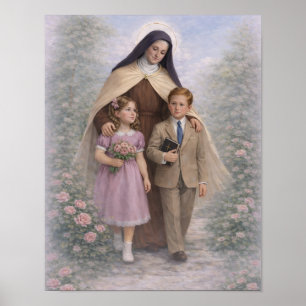 St. Therese führt Kinder Rosen Katholisch Poster