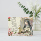 St. Therese Gedicht Vintag katholische Rosenkollag Postkarte (Stehend Vorderseite)
