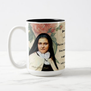 St. Therese Jesus Gebet Vintage Katholische Collag Zweifarbige Tasse