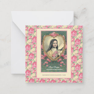 St. Therese Karmeliternonne rosa Rosen Mitteilungskarte