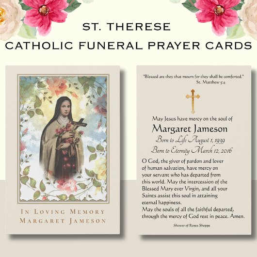 St. Therese Katholische Beerdigungskarte -