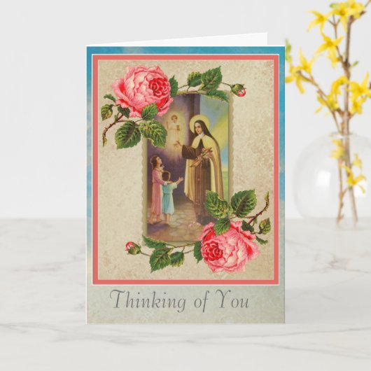 St. Therese mit Kinder & Kind Jesus Eucharist Karte (Gelbe Blume)
