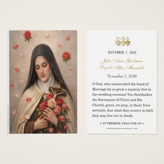 St Therese of Lisieux Wedding Prayer Card (Vorne & Hinten)