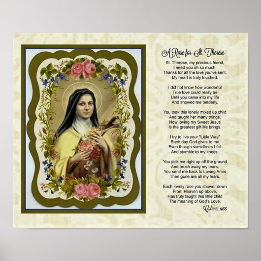 St. Therese Rose Kleine Blume Gedicht Gebet Poster (Vorne)