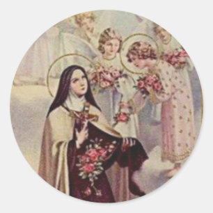 St. Therese Rose Runder Aufkleber