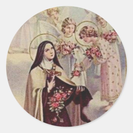 St. Therese Rose Runder Aufkleber (Vorderseite)