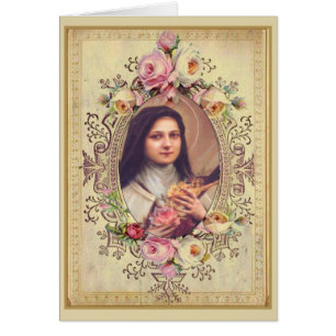 St. Therese Rosen Kruzifix Vintage Goldrand