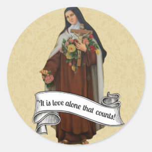 St. Therese the Little Blume Carmelite Religiöse Runder Aufkleber