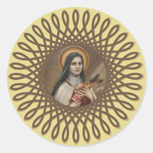 St. Therese the Little Blume Deko Border Runder Aufkleber (Vorderseite)