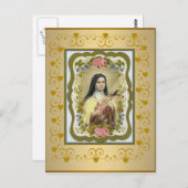 St. Therese the Little Blume Rose Crucifix Herzstü Postkarte (Vorne/Hinten)