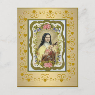 St. Therese the Little Blume Rose Crucifix Herzstü Postkarte