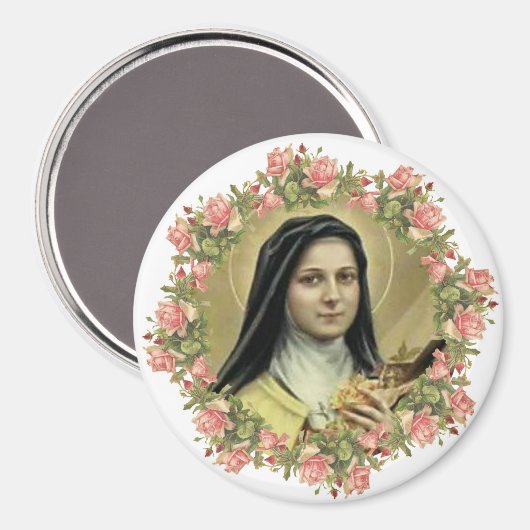 St. Therese the Little Blume Rose Crucifix Magnet (Vorderseite/Rückseite)
