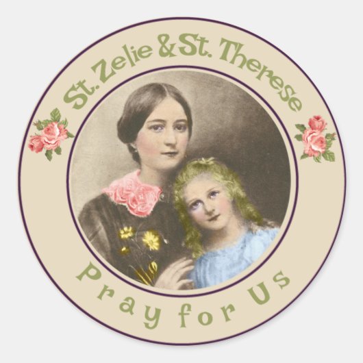 St. Therese und ihre Mutter St. Zelie Martin Runder Aufkleber (Vorderseite)