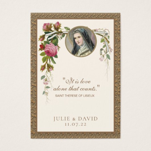 St. Therese Wedding Floral Holy Card (Vorderseite)