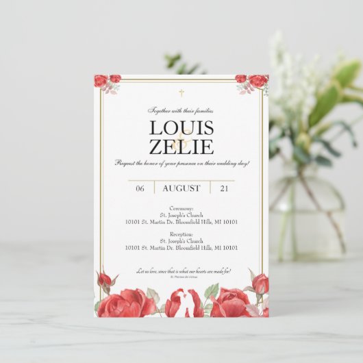 St. Therese Wedding Invite Einladung (Stehend Vorderseite)