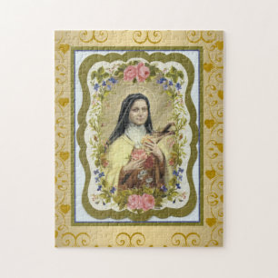 St. Therese wenig Blumen-Kruzifix-Rosen-Grenze Puzzle