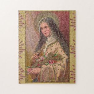 St. Therese wenig Blumen-Kruzifix-Rosen-Grenze Puzzle