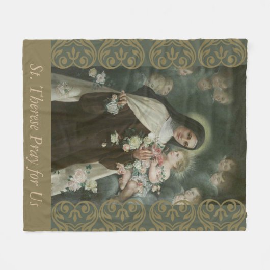St. Therese wenige Blumen-Engels-Engel-Rosen Fleecedecke (Vorderseite (Horizontal))