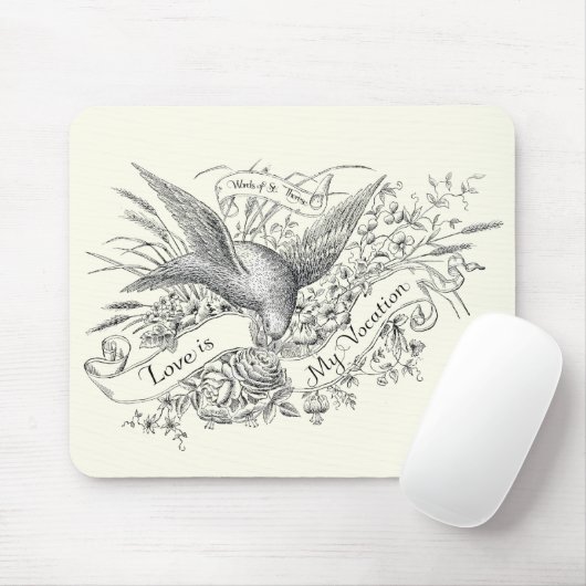 St. Therese Zitat mit Dove und Black & White Rose Mousepad (Mit Mouse)