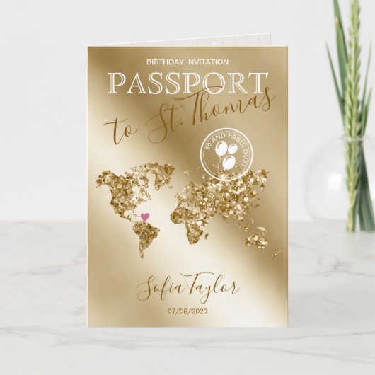 St. Thomas 50 und Fabulous Birthday Passport Karte (Vorderseite)