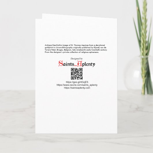 St. Thomas Aquinas (VVP 002) Karte (Rückseite)