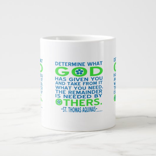 St. Thomas Aquinas Zitat in blau und grün Jumbo-Tasse (Vorderseite)