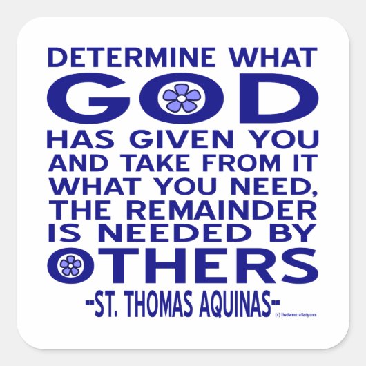 St. Thomas Aquinas Zitat Quadratischer Aufkleber (Vorderseite)