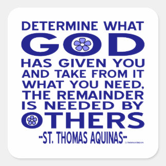 St. Thomas Aquinas Zitat Quadratischer Aufkleber