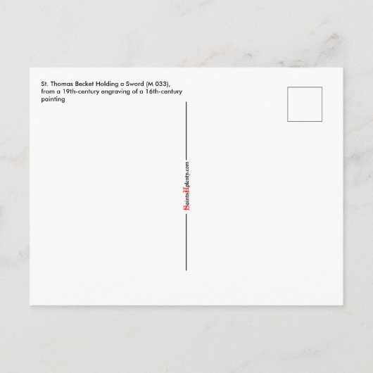 St. Thomas Becket Holding a Sword (M 033) Postkart Postkarte (Rückseite)