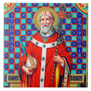 St. Thomas Becket in roter Kasel (K 34) Fliese