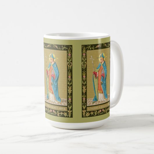 St. Thomas Becket mit Schwert in Miter (P 005) Kaffeetasse (VorderseiteRechts)