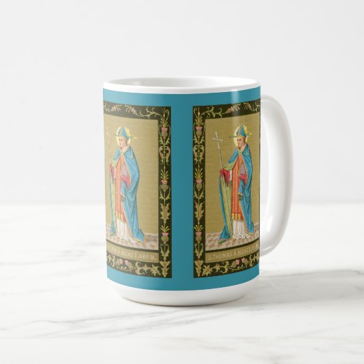 St. Thomas Becket mit Schwert in Miter (P 005) Kaffeetasse (VorderseiteRechts)