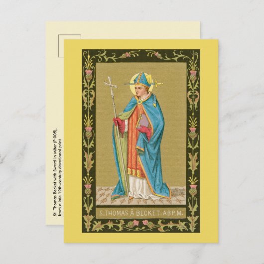 St. Thomas Becket mit Schwert in Miter (P 005) Postkarte (Vorne/Hinten)