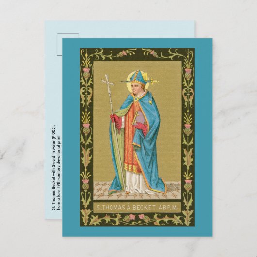 St. Thomas Becket mit Schwert in Miter (P 005) Postkarte (Vorne/Hinten)