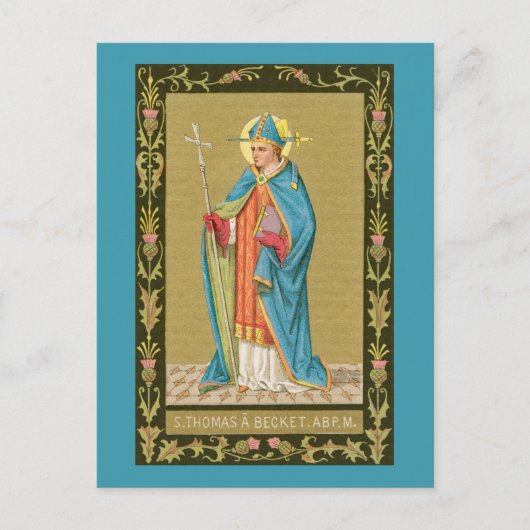 St. Thomas Becket mit Schwert in Miter (P 005) Postkarte (Vorderseite)