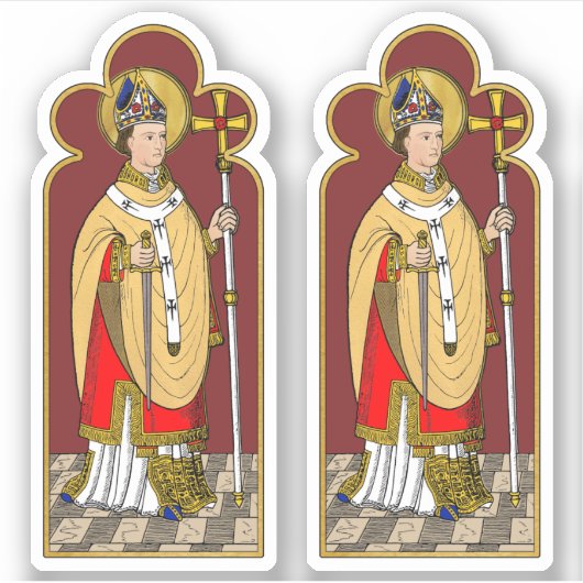 St. Thomas Becket mit Schwert (M 033; koloriert) Aufkleber (Vorderseite)