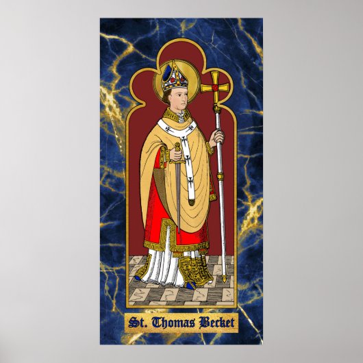 St. Thomas Becket mit Schwert (M 033; koloriert) Poster (Vorne)