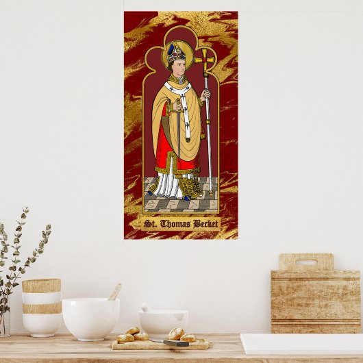 St. Thomas Becket mit Schwert (M 033; koloriert) Poster (Küche)