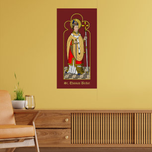 St. Thomas Becket mit Schwert (M 033; koloriert) Poster