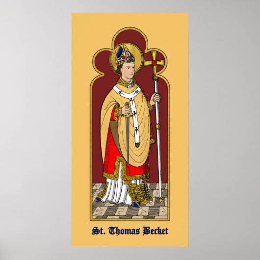 St. Thomas Becket mit Schwert (M 033; koloriert) Poster (Vorne)
