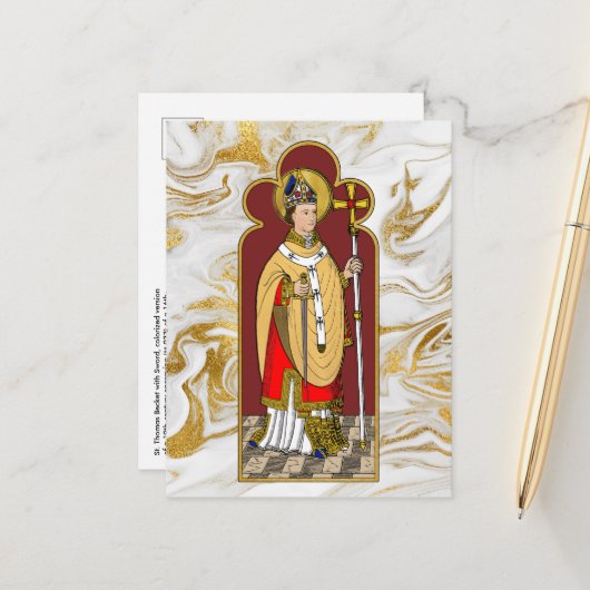 St. Thomas Becket mit Schwert (M 033; koloriert) Postkarte (Vorderseite/Rückseite Beispiel)