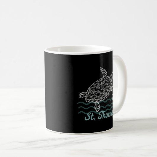 St Thomas Caribbean Island Sea Turtle Kaffeetasse (VorderseiteRechts)
