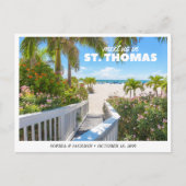 St. Thomas Hochzeit Save the Date Reise Retro Postkarte (Vorderseite)